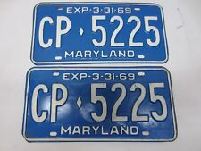 NICE PAIR of 1969 Maryland License Plates 
