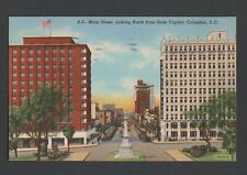 linen color postcard - Main Street Looking North from State Capitol, Columbia SC picture