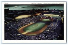 Chicago Illinois Postcard Soldier Field Field Museum Grant Park Night Scene 1940 picture