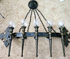 Vintage Syraco Mediterranean Style 5 Arm Candle Sconce w/Chains MCM 30.5