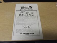 AUTHENTIC 1917 VINTAGE AD THE QUAKER OATS COMPANY BUBBLED NUTS picture