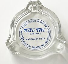 Vintage Advertising Glass Ashtray Toot’n Tote Maplecrest Laundry NJ picture