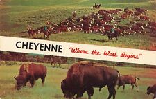 Postcard Cheyenne, Wyoming: Cattle Roundup, Buffalo Bison Herds, West Begins picture