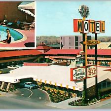 c1960s Reno NV EL Rancho Motor Hotels Map Dennys Birds Eye Oversized Postcard 3S picture