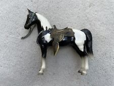 Vintage Breyer Horse #41 Glossy Black Pinto Tobiano Western Pony 1970s Saddle picture