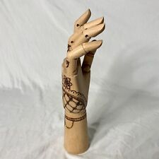 Wood Hand Articulated Inked Henna Figurine 12” Tall picture
