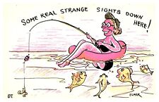 postcard Comic Some real strange sights down there signed Elmer Anderson 5370 picture