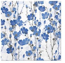 Two Individual Luncheons Decoupage Paper Napkins Blue Flowers Meadow Spring picture