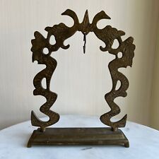 Vintage Asian Chinese Brass Dragon & Bird Arch with Stand picture