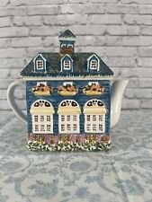 Ceramic Blue England Cottage House Tea Pot With Flowers picture