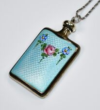 ABSOLUTELY GORGEOUS Antique *STERLING ENAMEL GUILLOCHE*  PERFUME BOTTLE Necklace picture