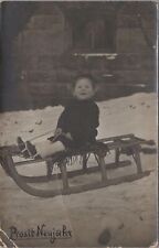RPPC Postcard Little Boy Riding a Sled 1913 picture