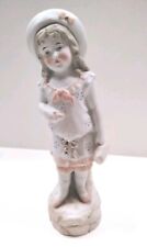 Antique German Bisque Girl Figurinepink Gold #5090 Ten Inches Tall picture