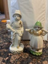 Antique Lot of 2 Lustreware Dutch Girl And Soldier Figurines Made in Japan picture