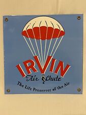Porcelain Sign Vintage Aviation historic IRVIN air chute, Beautiful near mint picture