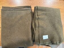 2 Vintage Olive Green Wool Blanket 74