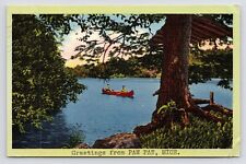 c1940s Greetings Canoe Scenic Lake View Paw Paw Michigan MI Postcard picture