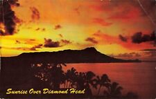 Honolulu HI Hawaii, Sunrise Over Diamond Head Waikiki Beach, Vintage Postcard picture