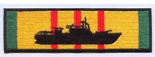 USN NAVY PBR PATROL BOAT RIVER SILHOUETTE ON VIETNAM SERVICE RIBBON PATCH MRF picture