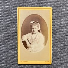 CDV Photo Antique Portrait of Girl in Fashion Dress and Jewelry Oval Mask France picture