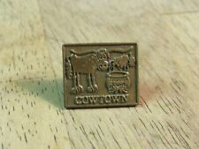 Vintage 1970's Fort Worth Texas Cowtown Steer and Chili Design Pin Brass picture