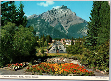 Canada Cascade Mountain Banff Alberta Flowers Street Cars Trees Vintage Postcard picture