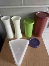 LOT of 9 Vintage Tupperware Cups, Shaker, Pie, Lids Etc Ships free picture