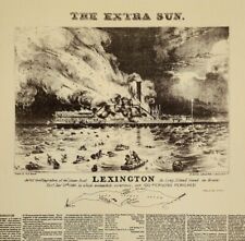 1930 Steam Boat Lexington Ship Sinks News Lithograph Print Currier & Ives Art  picture