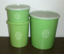Set of 3 Vintage Tupperware Canisters & Servalier Lids - Green / Sheer picture