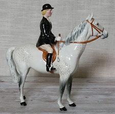 Beswick Rare Standing Dapple Grey Gloss Horse & Huntswoman A/F Model no. 1730 picture
