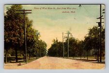 Jackson MI-Michigan, West Avenue Looking East, Antique Vintage c1946 Postcard picture