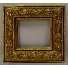 Ca 1850-1900 Old wooden frame decorative with metal leaf Internal: 11,4x10 in picture