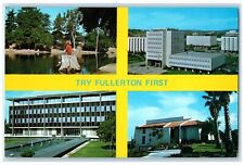 c1960's Try Fullerton First Fullerton California CA Multiview Vintage Postcard picture