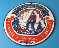 Vintage National Park Sign - Smokey Mountains Gas Pump Porcelain Sign picture