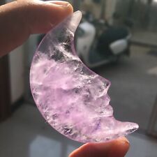 Natural Hand Carved quartz crystal Amethyst Moon reiki Healing 1pc picture
