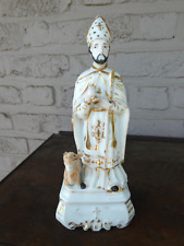 Antique vieux paris porcelain statue saint hubert hunt figurine religious rare picture