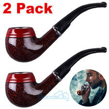 2 Durable Wooden Wood Smoking Pipe Tobacco Cigarettes Cigar Pipes Enchase Gift picture