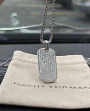 David yurman Sterling Silver 35mm Streamline Dog Tag With Grey Sapphires 22 inch picture