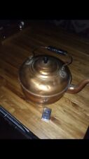 Huge rare antique Copper Tea Kettle Pot LARGE Primitive Wood Handle Vintage 10.5 picture