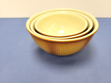 Unusual Vintage Hall Nesting Mixing Bowls 1930s Russetware Ribbed 3 piece Set picture