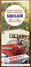 Vtg. Sinclair Gasoline Oil Map of South & North Carolina c. 1934 picture