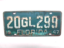 FLORIDA LICENSE PLATE  1947  20 GL 299  SEE PLATE FOR CONDITION picture