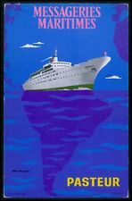 advertising MM Line Messageries Maritimes Ship Pasteur old 1950s poster postcard picture
