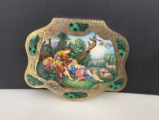 Antique Italian Hand Painted Enamel Gold Gilt 800 Silver Powder Compact Mirror picture