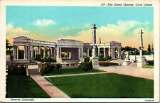 Vtg 1930s The Greek Theatre Civic Center Denver Colorado CO Linen Postcard picture