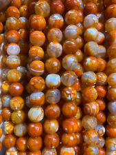 200 Pcs Tibetan Old Orange Dragon Vein Agate Dzi 10mm Round Beads  picture