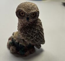 Vintage Miniature Resin Brown Owl Figurine. Tiny Trinket @ 2.5” Tall picture
