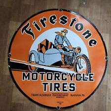 FIRESTONE TIRES PORCELAIN ENAMEL SIGN 30 INCHES ROUND picture