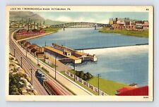 Postcard Pennsylvania Pittsburgh PA Monongahela River Bridge Train 1951 Posted picture