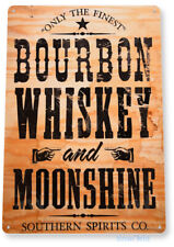 TIN SIGN Bourbon Whiskey White Rustic Moonshine Sign Bar Pub Store Cave A026 picture